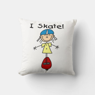 I Skate Skateboarding Girl Throw Pillow