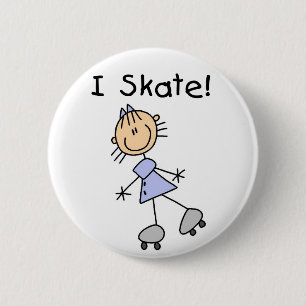I Skate Stick Figure Button