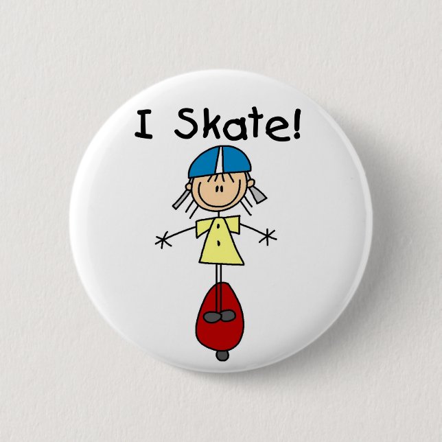 I Skate Stick FigureButton 2 Inch Round Button (Front)