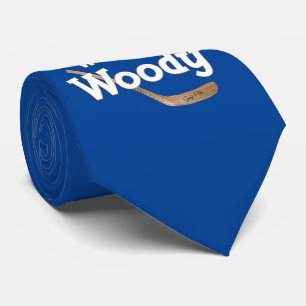 I Skate with a Woodie Hockey Stick Blue Neck Tie