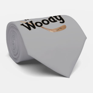 I Skate with a Woodie Hockey Stick Neck Tie