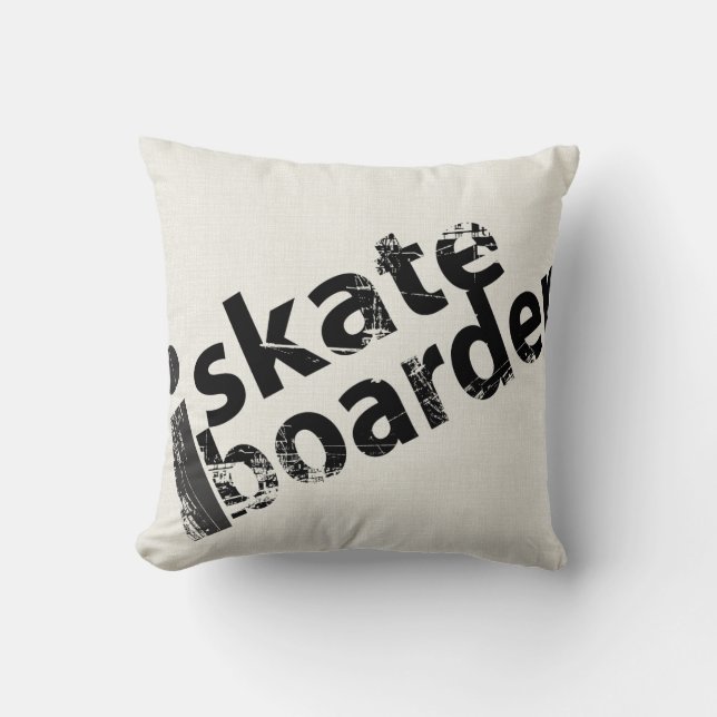 i Skateboard Pillow Black And White Throw (Front)