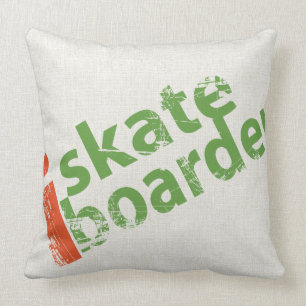 I SkateBoarder Grunge Text Throw Pillow