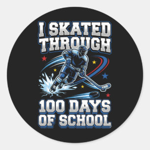 I Skated Through 100 Days Of School Ice Hockey 100 Classic Round Sticker