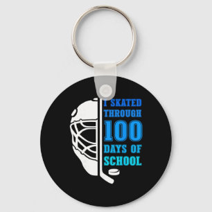 I Skated Through 100 Days Of School Ice Hockey Boy Keychain