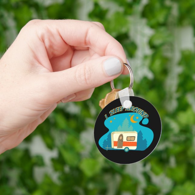 I Sleep Around Camper Van Camping Explorer Nature Keychain (Hand)