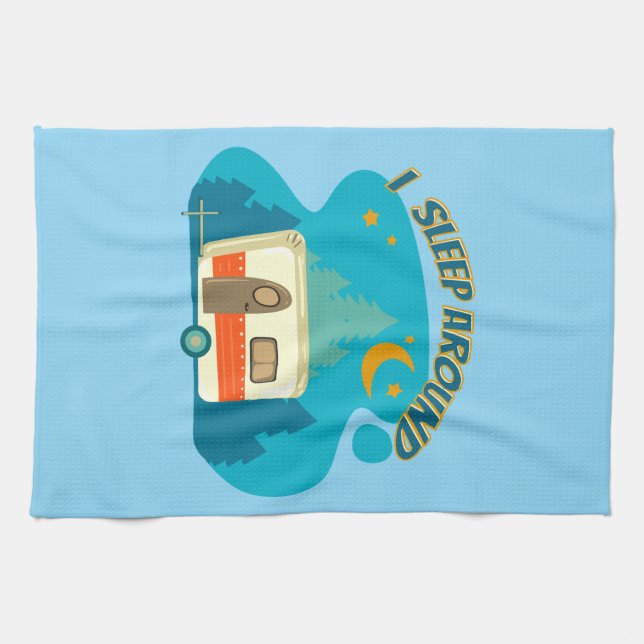 I Sleep Around Camper Van Camping Explorer Nature Kitchen Towel (Horizontal)