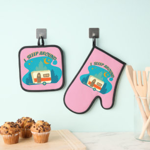 I Sleep Around Camper Van Camping Explorer Nature Oven Mitt & Pot Holder Set