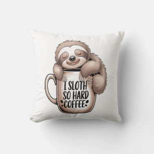I Sloth Without Coffee Throw Pillow