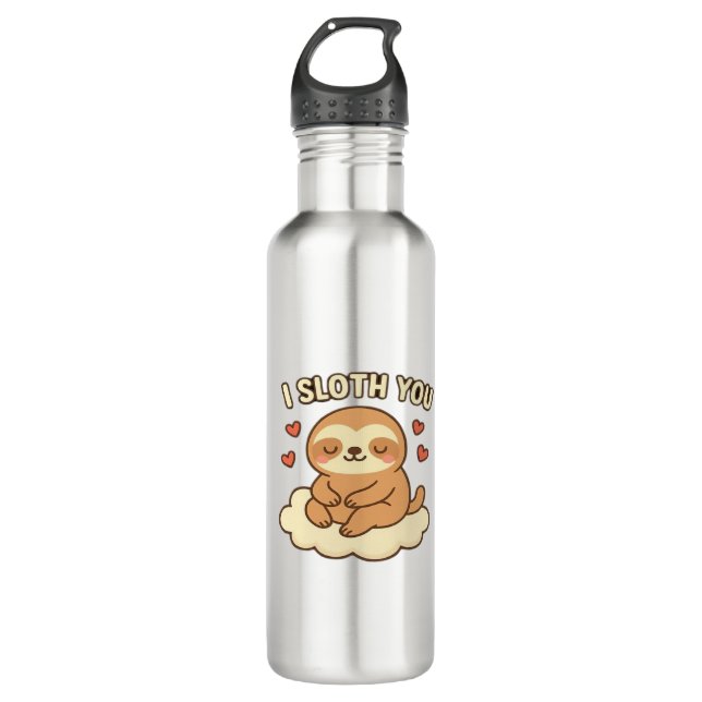 I Sloth You - Cute Kawaii Sloth Love Pun Design Cl 710 Ml Water Bottle (Front)