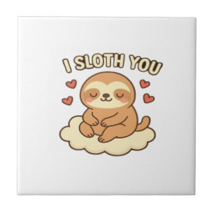 I Sloth You - Cute Kawaii Sloth Love Pun Design Cl Tile