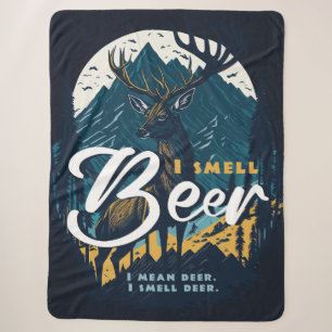 I smell beer deer in the mountain lanscape sherpa blanket