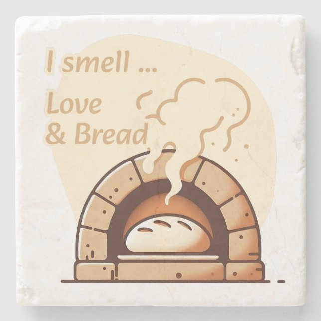 I smell Love & Bread Stone Coaster (Front)