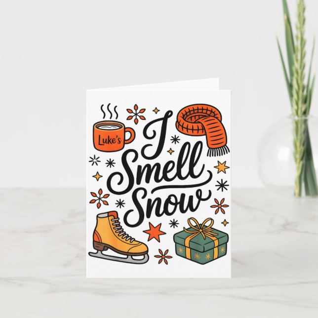 I Smell Snow Cute Christmas &amp; Winter Vibes Lov Card (Front)
