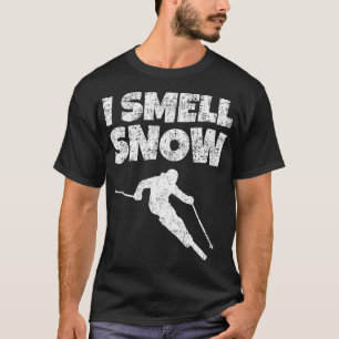 I Smell Snow Vintage White Skier T-Shirt