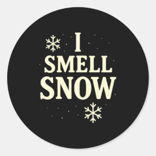 I Smell Snow Winter Christmas Long Sleeve Classic Round Sticker