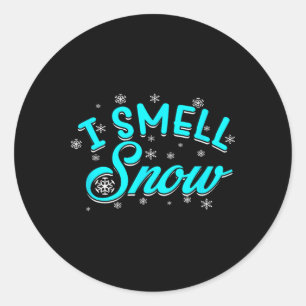 I Smell Snow Winter Skiing Snowboarding Classic Round Sticker