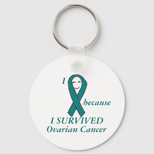 I smile because I survived Ovarian Cancer Keychain (Front)