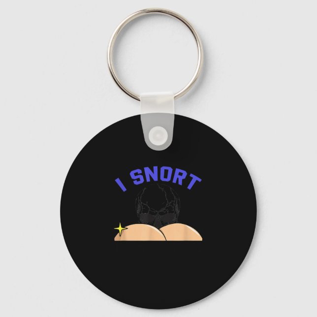 I Snort Crack Skeleton Funny Skull Butt Soky Hallo Keychain (Front)