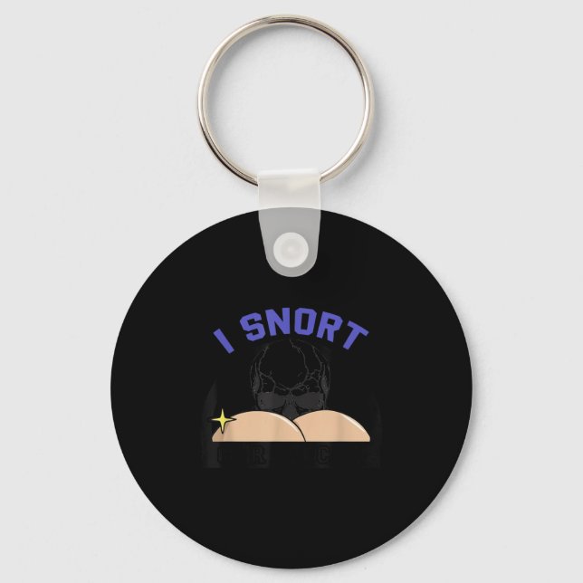 I Snort Crack Skeleton Funny Skull Butt Soky Hallo Keychain (Front)