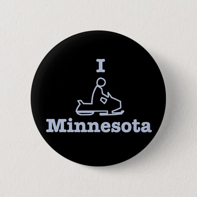 I Snowmobile Minnesota 2 Inch Round Button (Front)