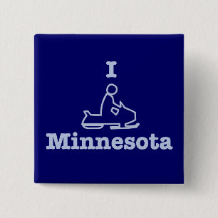 I Snowmobile Minnesota 2 Inch Square Button
