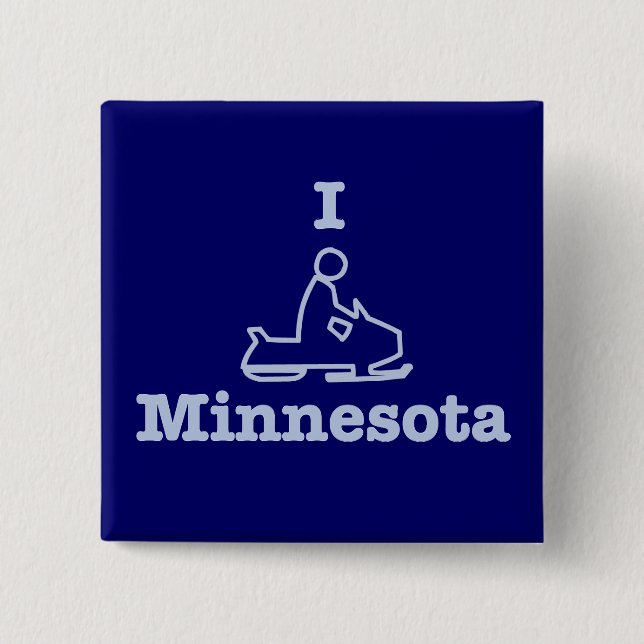 I Snowmobile Minnesota 2 Inch Square Button (Front)