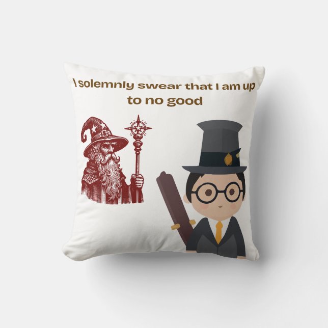 “I Solemnly Swear” Wizard Throw Pillow (Front)