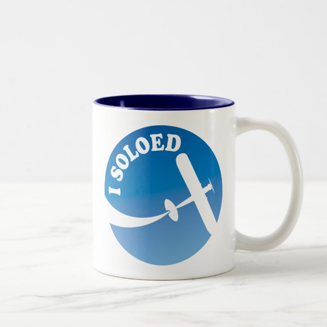 I Soloed & Airplane Graphic Two-Tone Coffee Mug (Right)
