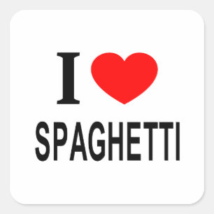 I ❤️ SPAGHETTI I LOVE SPAGHETTI I HEART SPAGHETTI SQUARE STICKER