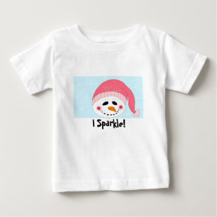 I Sparkle Snowman with Pink Toque Baby T-Shirt
