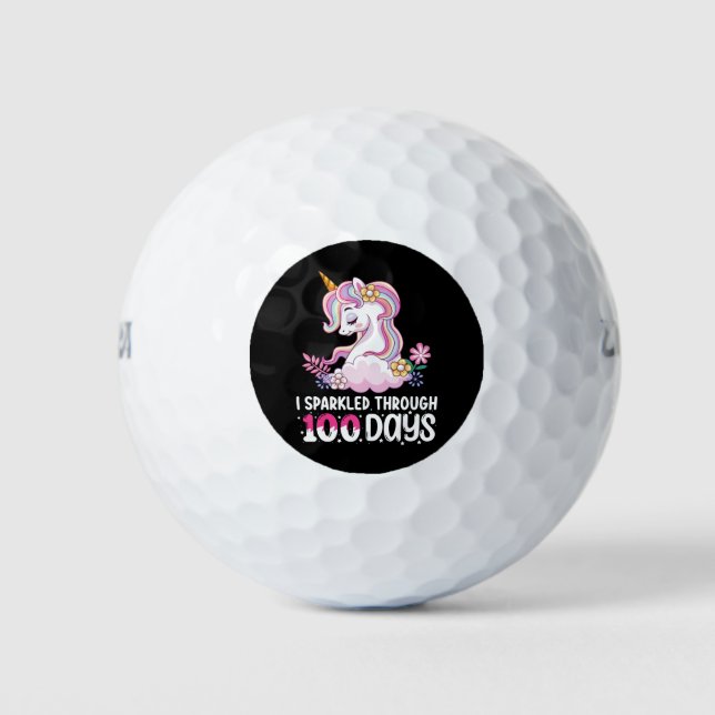 I Sparkled Through 100 Days of School Unicorn Golf Balls (Front)