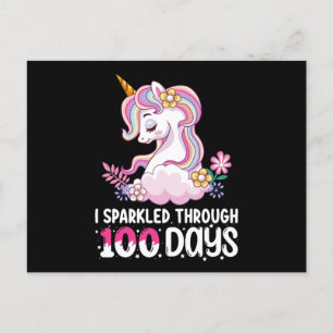 I Sparkled Through 100 Days of School Unicorn Postcard