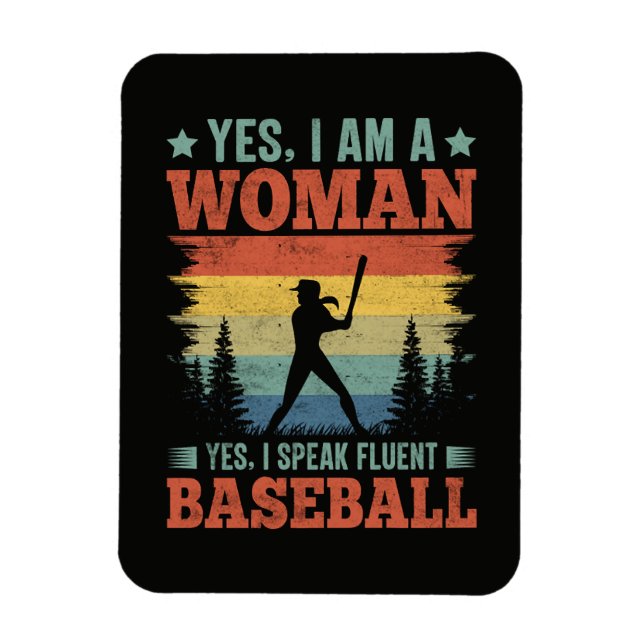 I Speak Fluent Baseball Female Player Fan Magnet (Vertical)