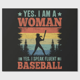 I Speak Fluent Baseball Female Player Fan Wrapping Paper