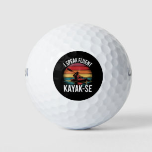 I Speak Fluent Kayak-Ese Kayaker Kayaking Vintage Golf Balls