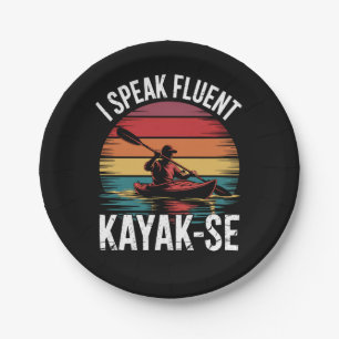 I Speak Fluent Kayak-Ese Kayaker Kayaking Vintage Paper Plate