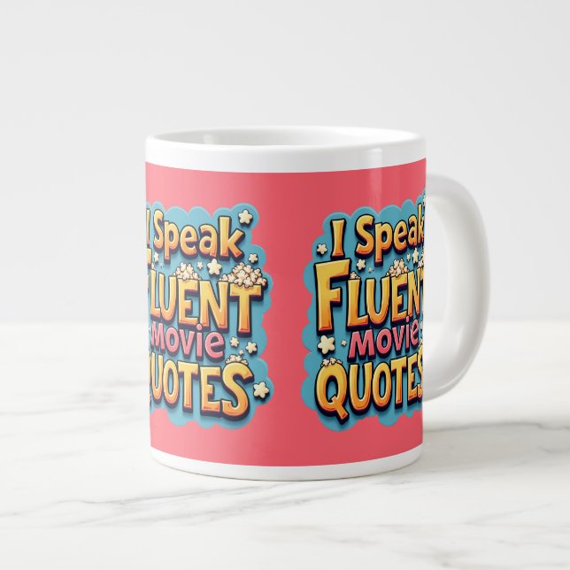 I Speak Fluent Movie Quotes Retro Pop Art Large Coffee Mug (Front Right)