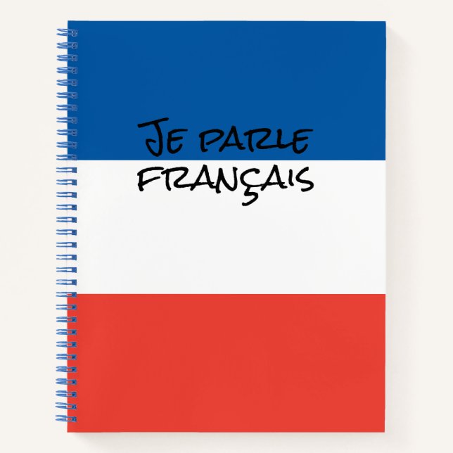 I Speak French with France Flag Colours Language Notebook (Front)