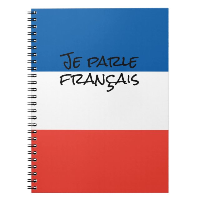 I Speak French with France Flag Colours Language Notebook (Front)
