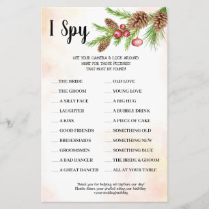 I Spy Christmas Wedding Reception Game Card
