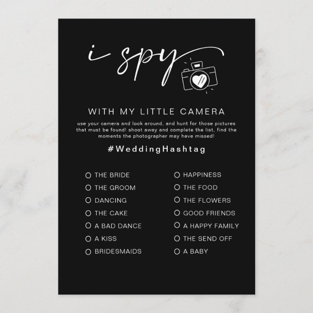 I Spy wedding Game for Reception Photo Hunt Game Program (Front)