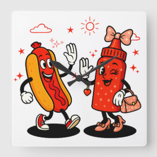 I Squirt On Juicy Wieners Adult Humour Funny Square Wall Clock