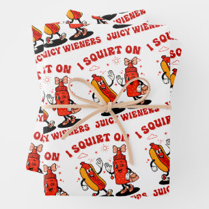 I Squirt On Juicy Wieners Adult Humour Funny Wrapping Paper Sheet