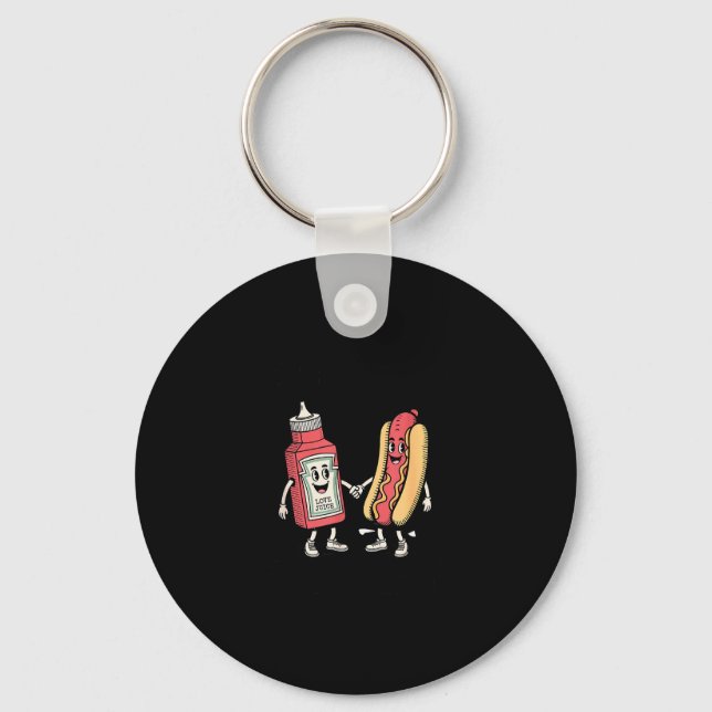 I Squirt On Juicy Wieners Hot Dog Funny Joke Retro Keychain (Front)