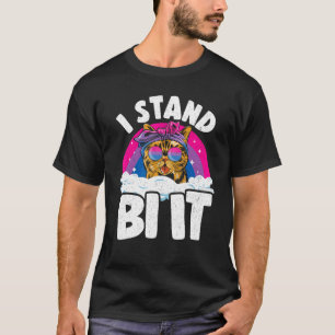 I Stand Bi It Rainbow Cat Bisexual Pride Flag Bi P T-Shirt