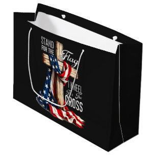 I Stand For The Flag And Kneel For The Cross Large Gift Bag