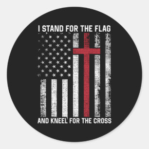 I Stand For The Flag And Kneel For The Cross Usa C Classic Round Sticker