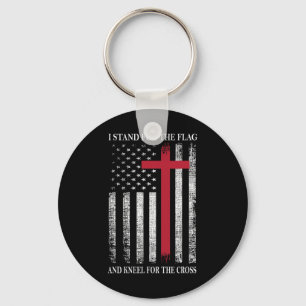 I Stand For The Flag And Kneel For The Cross Usa F Keychain