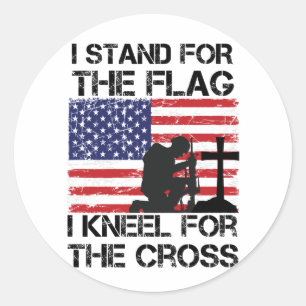 I Stand for The Flag Kneel for The Cross Flag USA Classic Round Sticker